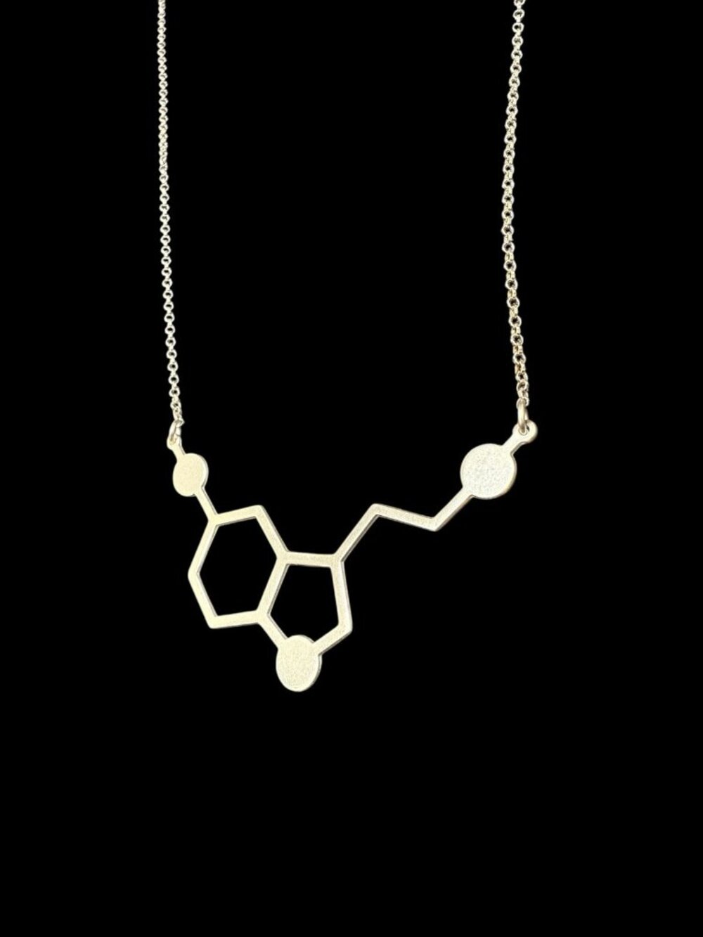 Sterling Silver Serotonin Necklace Signed 925 Italy Chemical Molecule